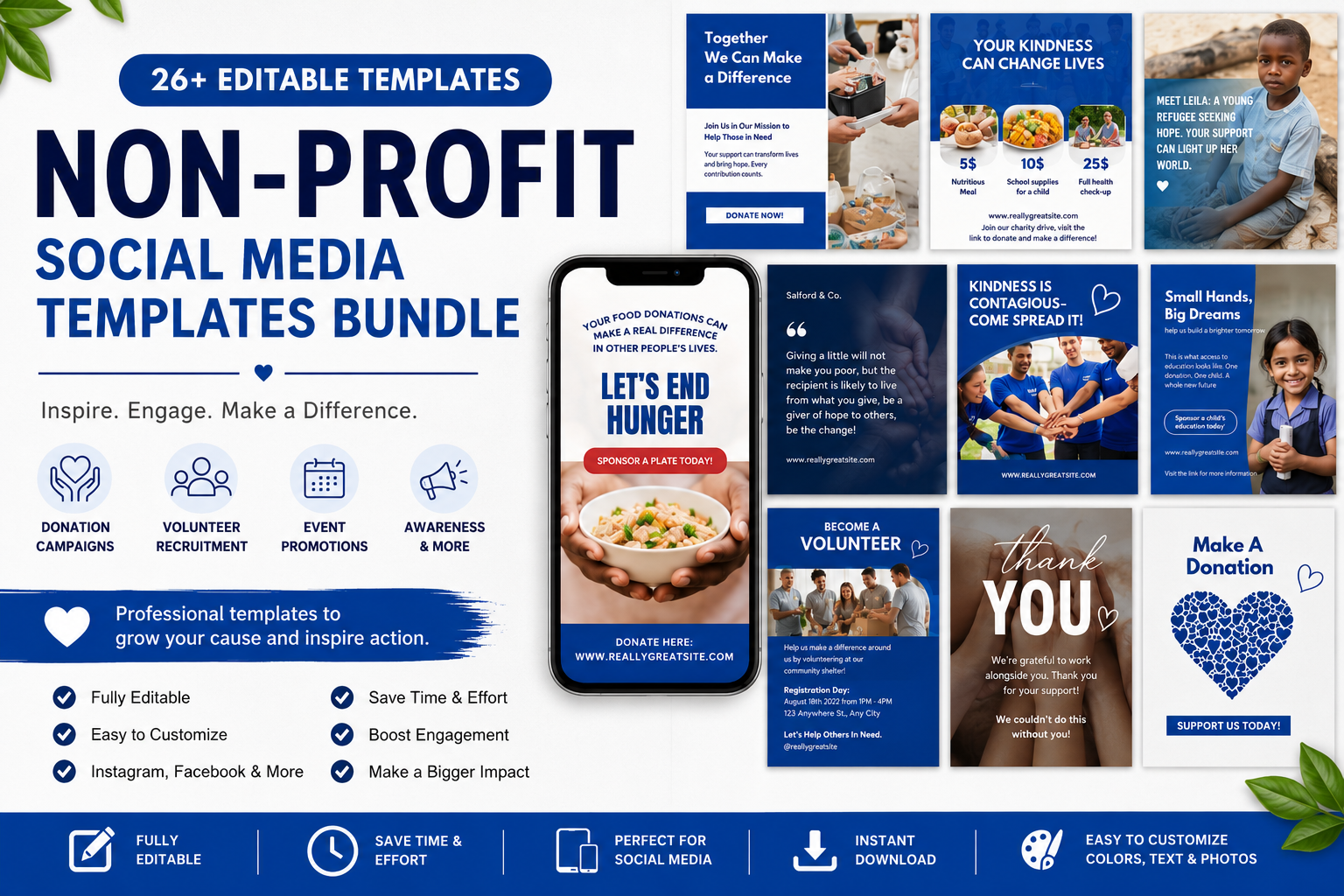 Non-Profit Organization Social Media Templates Bundle