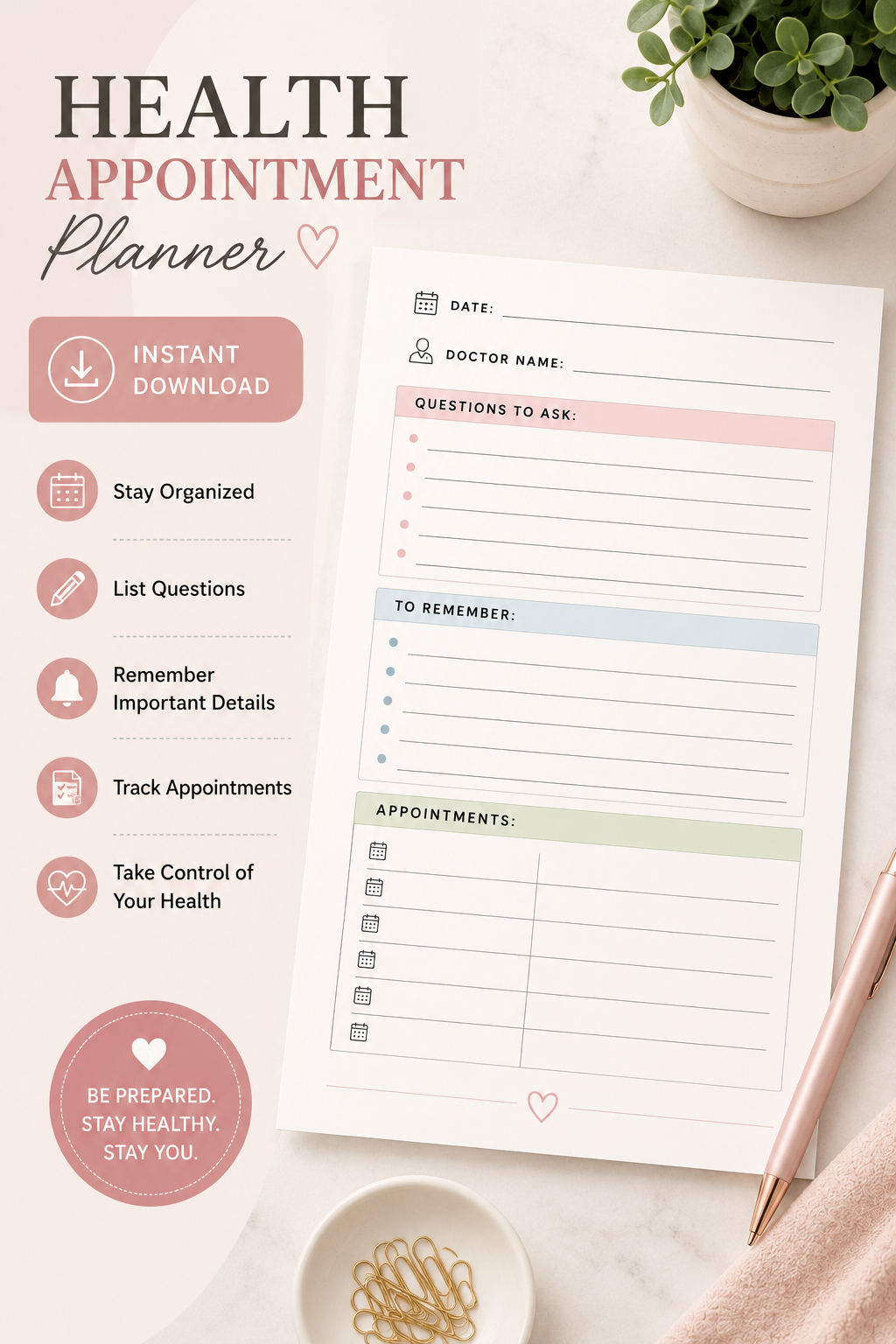 Health Appointment Planner & Medical Notes Sheet