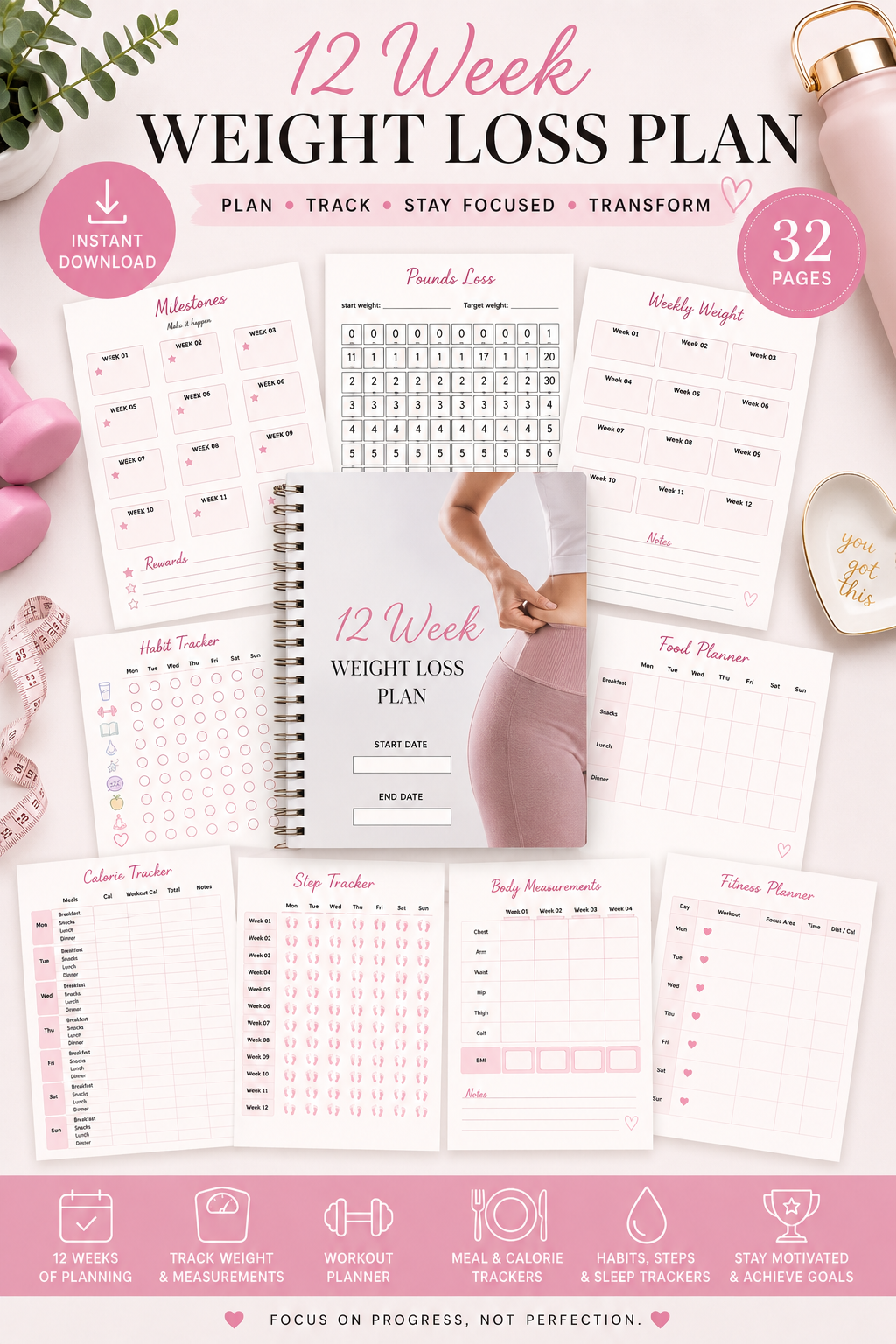 12 Week Weight Loss Plan & Fitness Tracker
