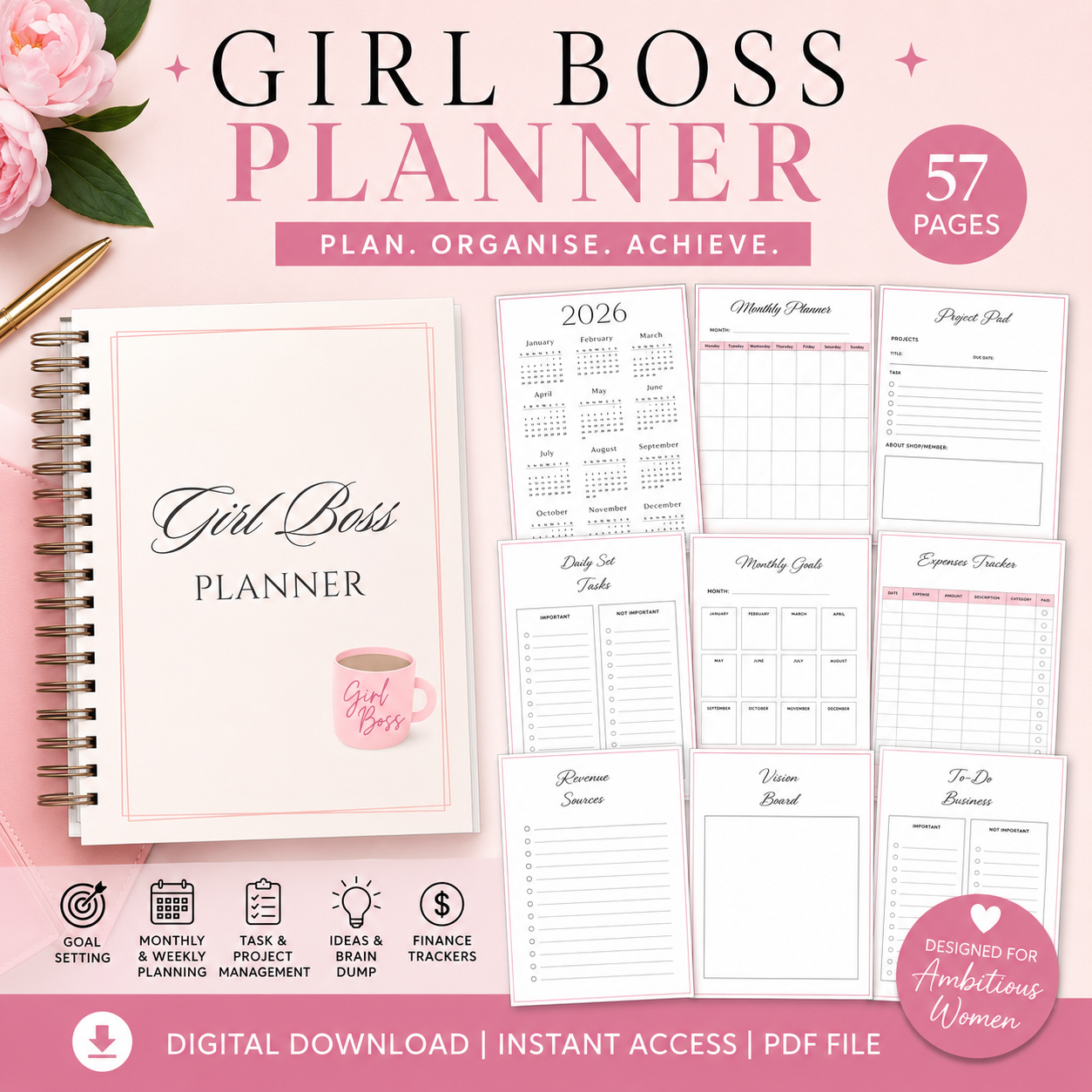 Girl Boss Planner 2026 – The Ultimate Business & Life Organiser