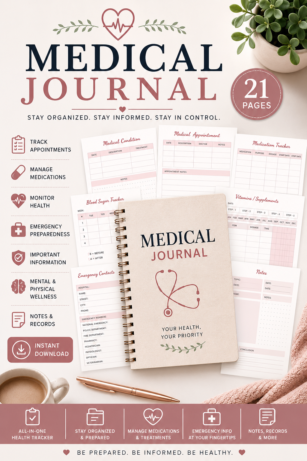 Medical Journal & Health Planner