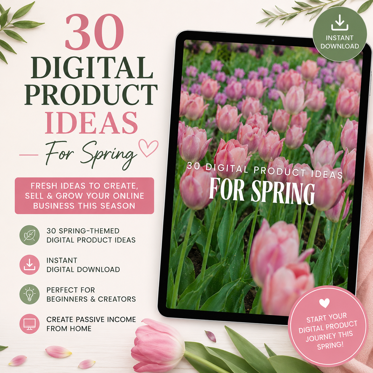 30 Digital Product Ideas for Spring