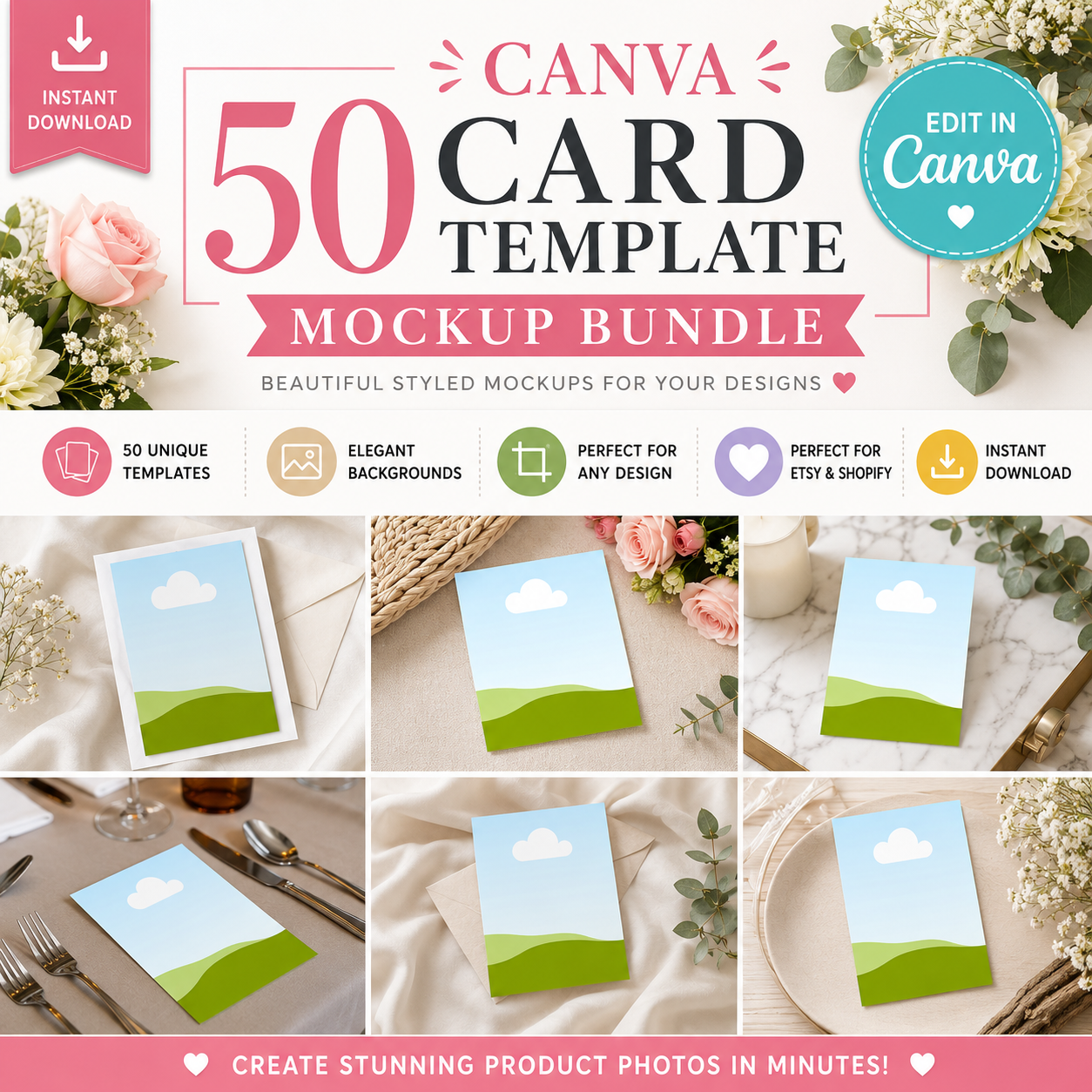 Canva Card Template Mockup Bundle