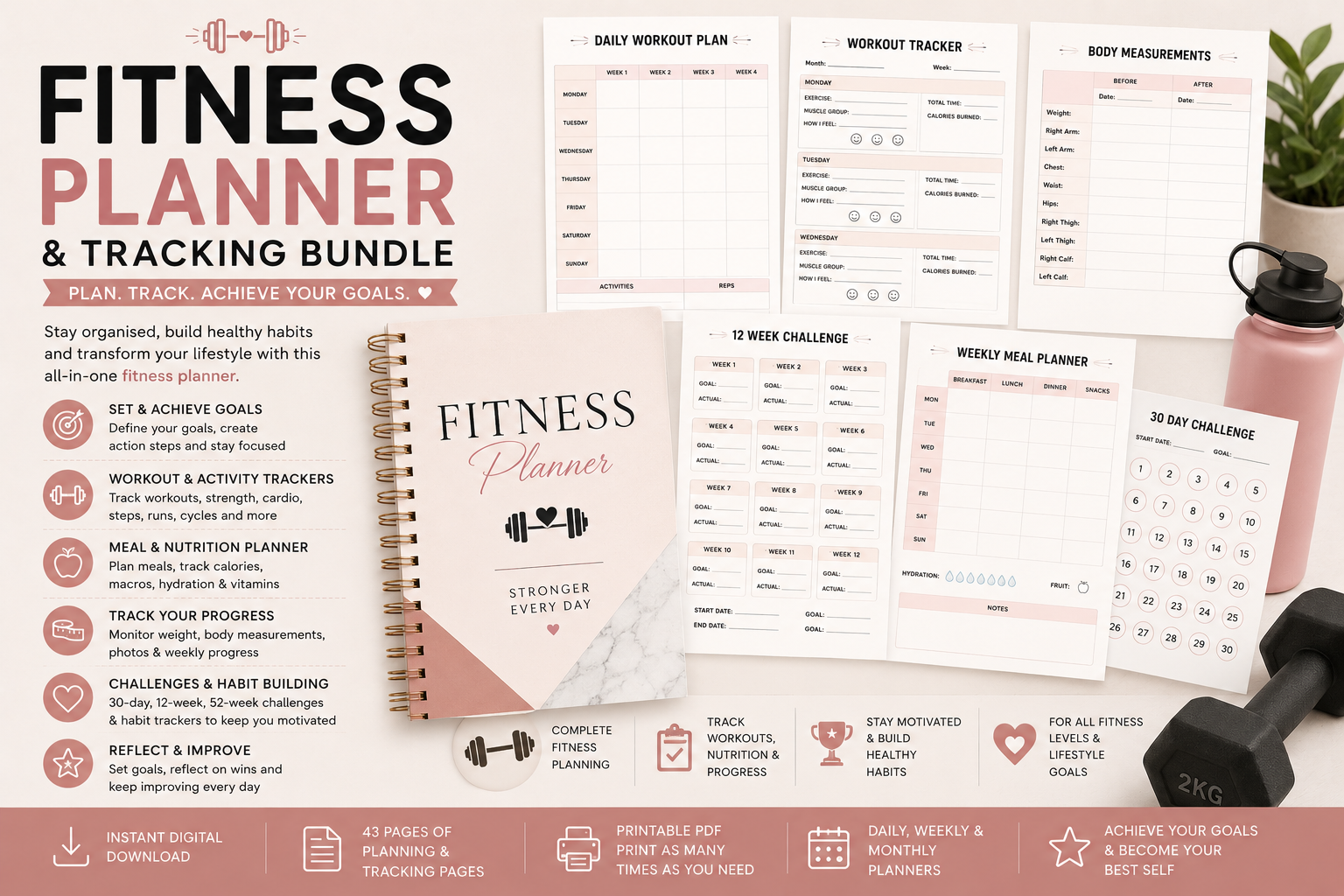 Fitness Planner & Tracking Bundle