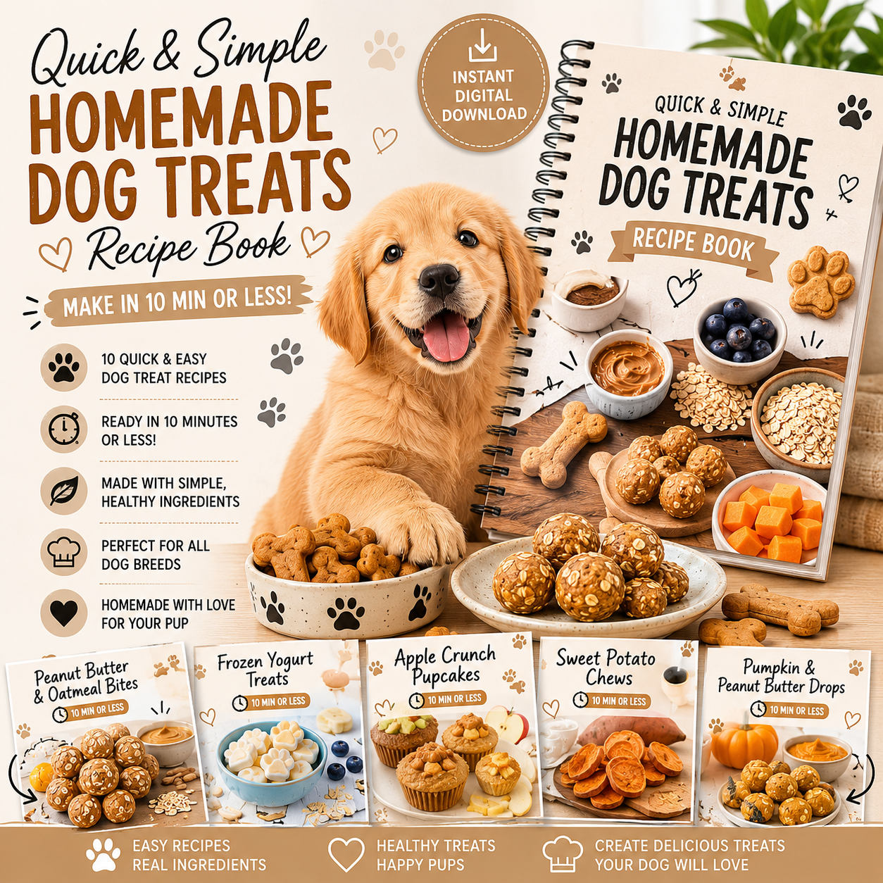 Homemade Dog Treat Recipe Book – Quick & Simple Recipes Your Pup Will Love