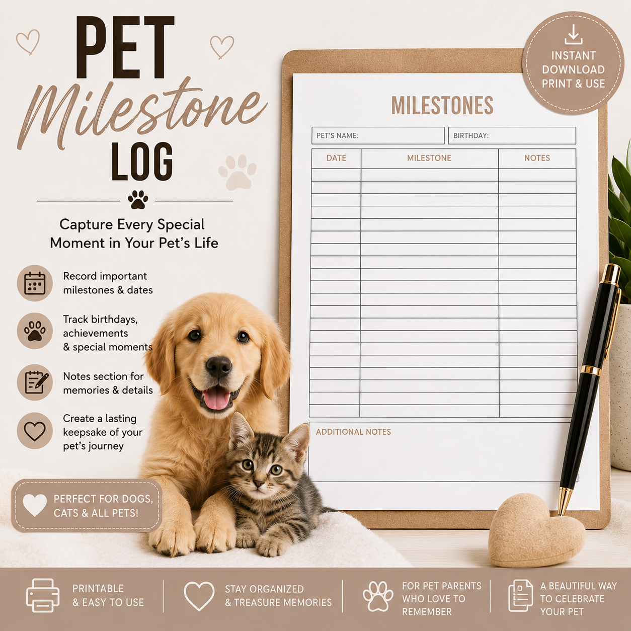 Pet Milestone Log – Capture Every Special Moment