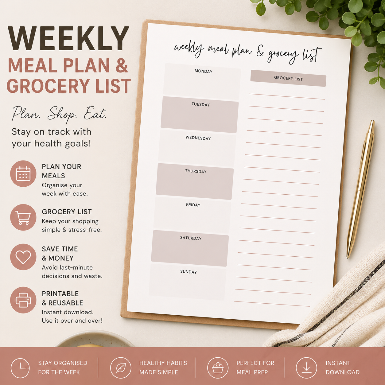 Fitness Weekly Meal Plan & Grocery List
